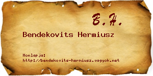 Bendekovits Hermiusz névjegykártya